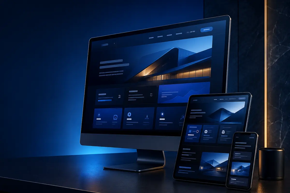 Masaüstü, tablet ve telefonda modern web sitesi tasarımı