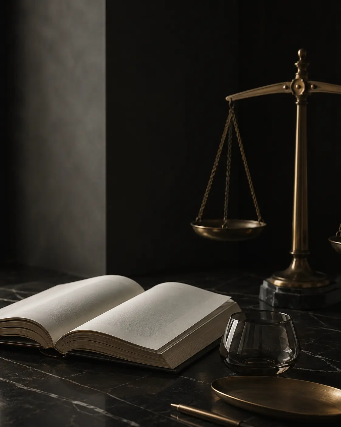 Hukuk kitapları ve adalet terazisi detayından oluşan seçkin bir kompozisyon