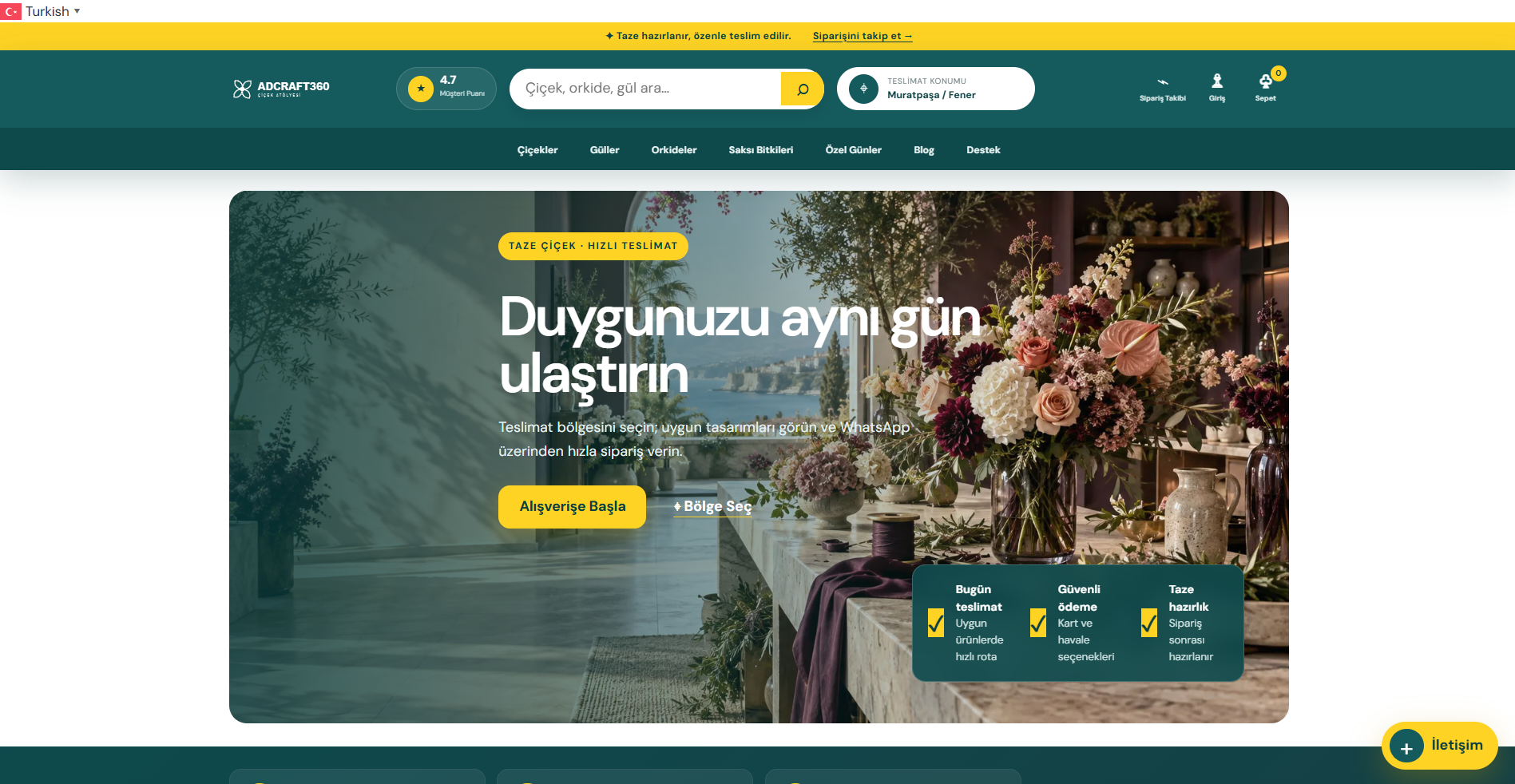 Hazır Çiçekçi Sitesi-3 tasarım önizlemesi