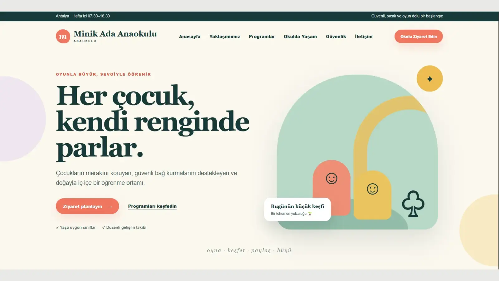 Anaokulu Plus hazır web tasarımı ekran görüntüsü
