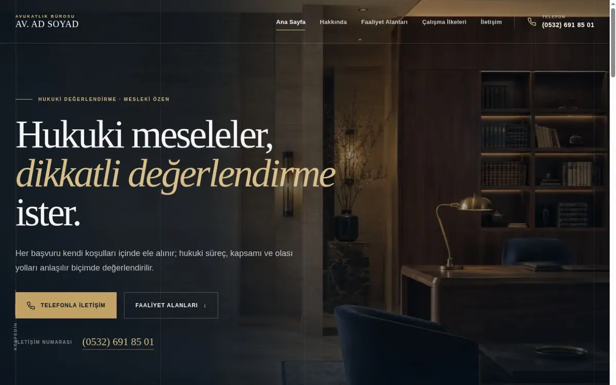 Hazır Avukat Web Sitesi Demo — Aklan ekran görüntüsü
