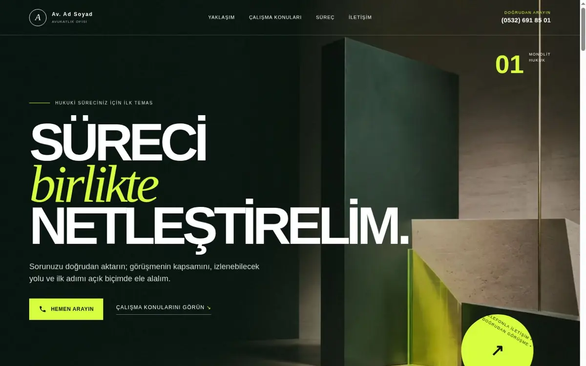 Hazır Avukat Web Sitesi Demo — Akson ekran görüntüsü