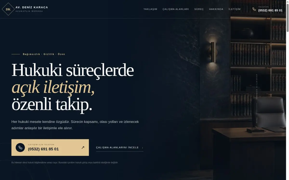 Hazır Avukat Web Sitesi Demo — Akver ekran görüntüsü