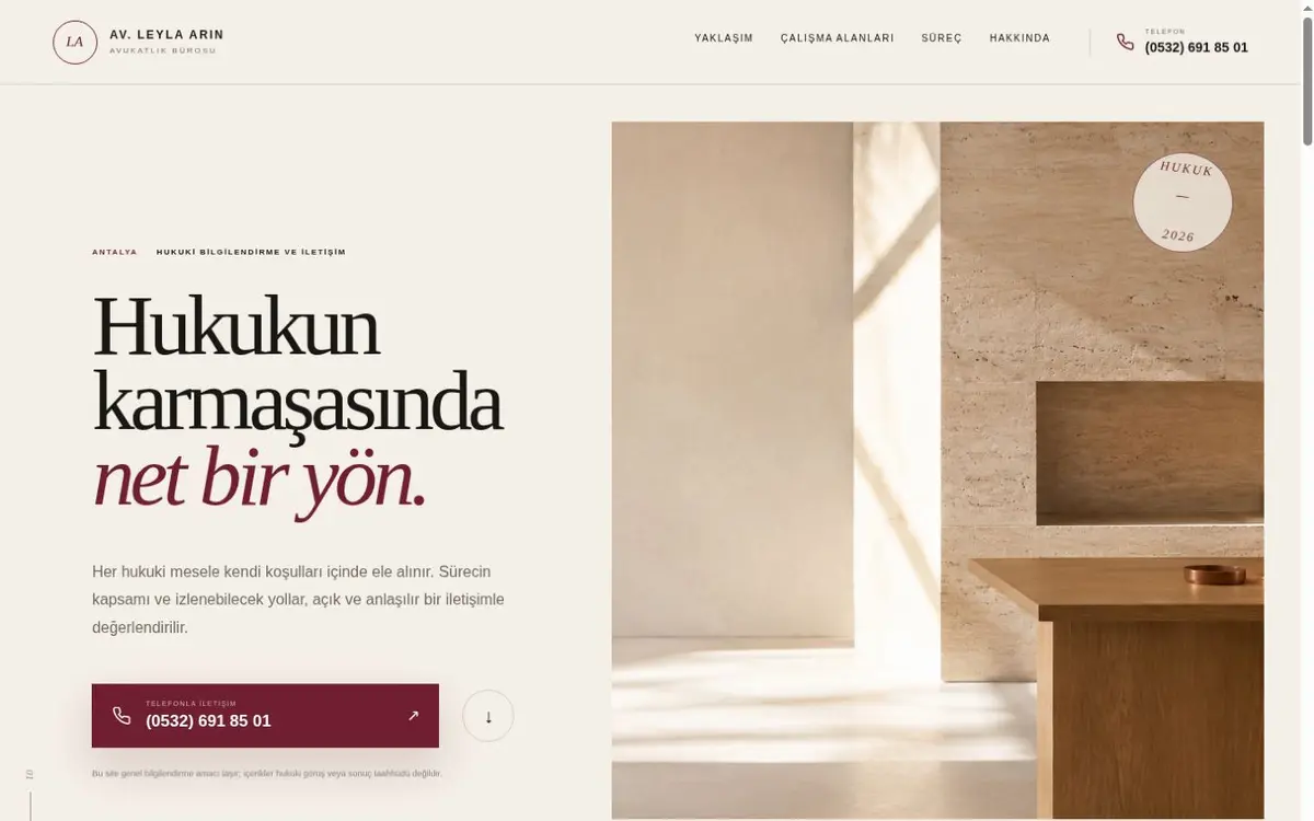Hazır Avukat Web Sitesi Demo — Akvia ekran görüntüsü