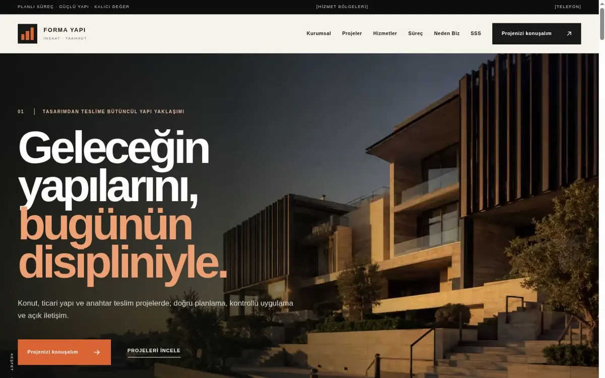 İnşaat Web Sitesi Tasarımı Demo Web Site — İlmax ekran görüntüsü