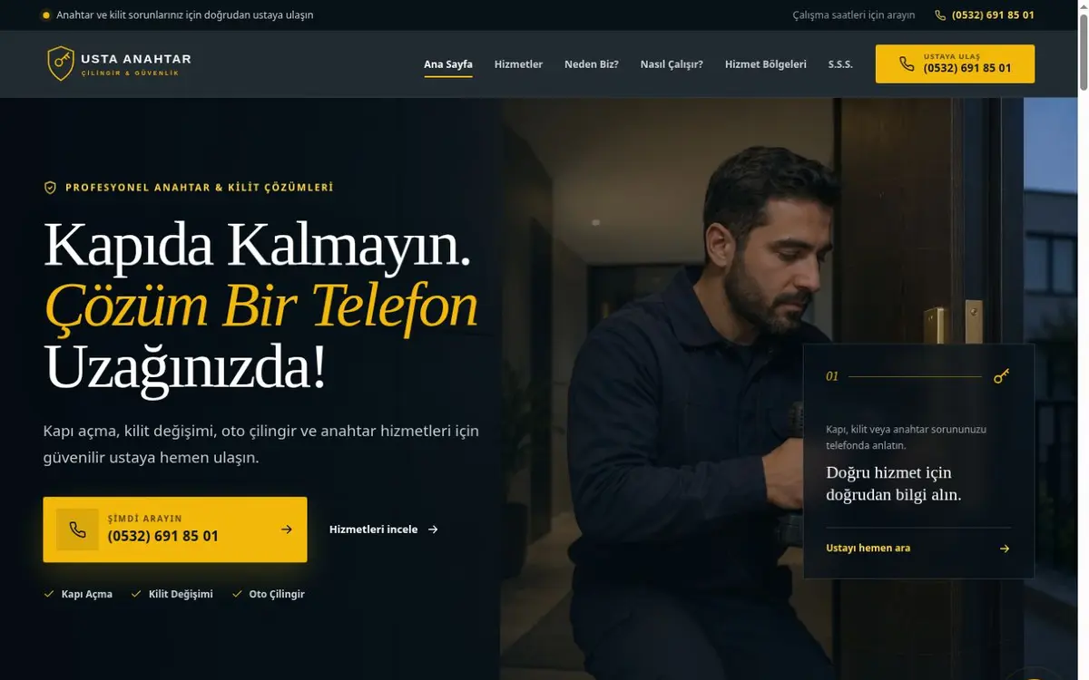 Anahtarcı / Çilingir Web Sitesi Tasarımı — İlven ekran görüntüsü