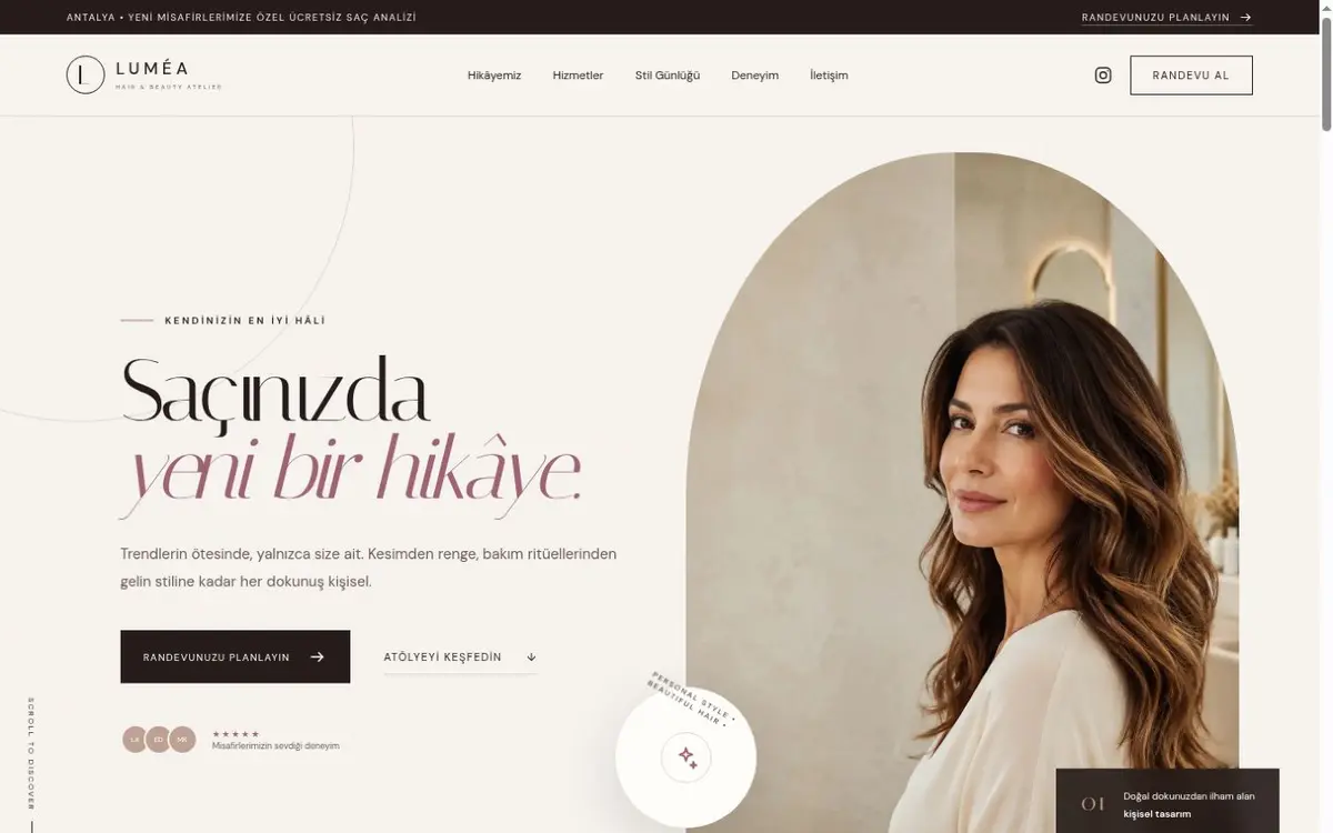Kuaför Web Sitesi Tasarım Demo Site — Kavia ekran görüntüsü