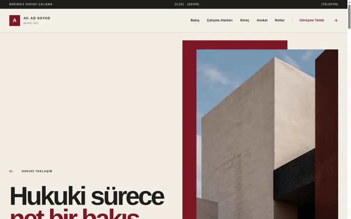 Hazır Avukat Web Sitesi Demo — Legax ekran görüntüsü