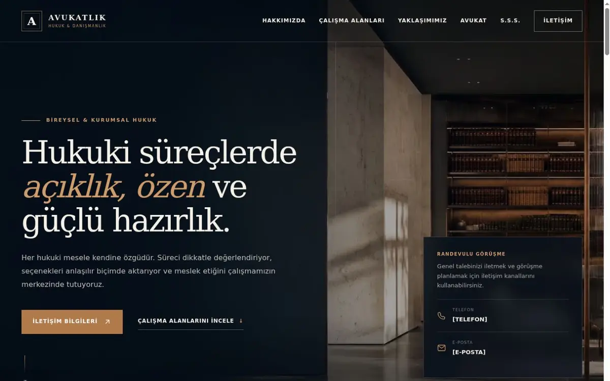 Hazır Avukat Web Sitesi Demo — Legis ekran görüntüsü