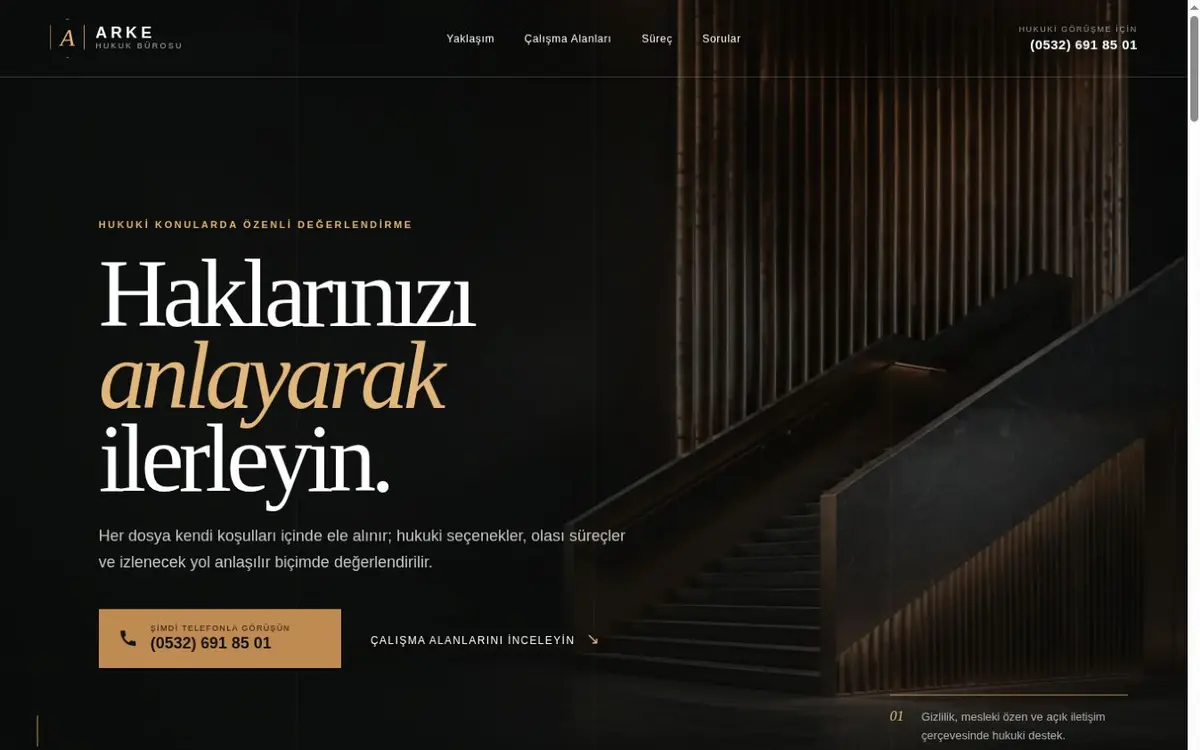 Hazır Avukat Web Sitesi Demo — Onlex ekran görüntüsü