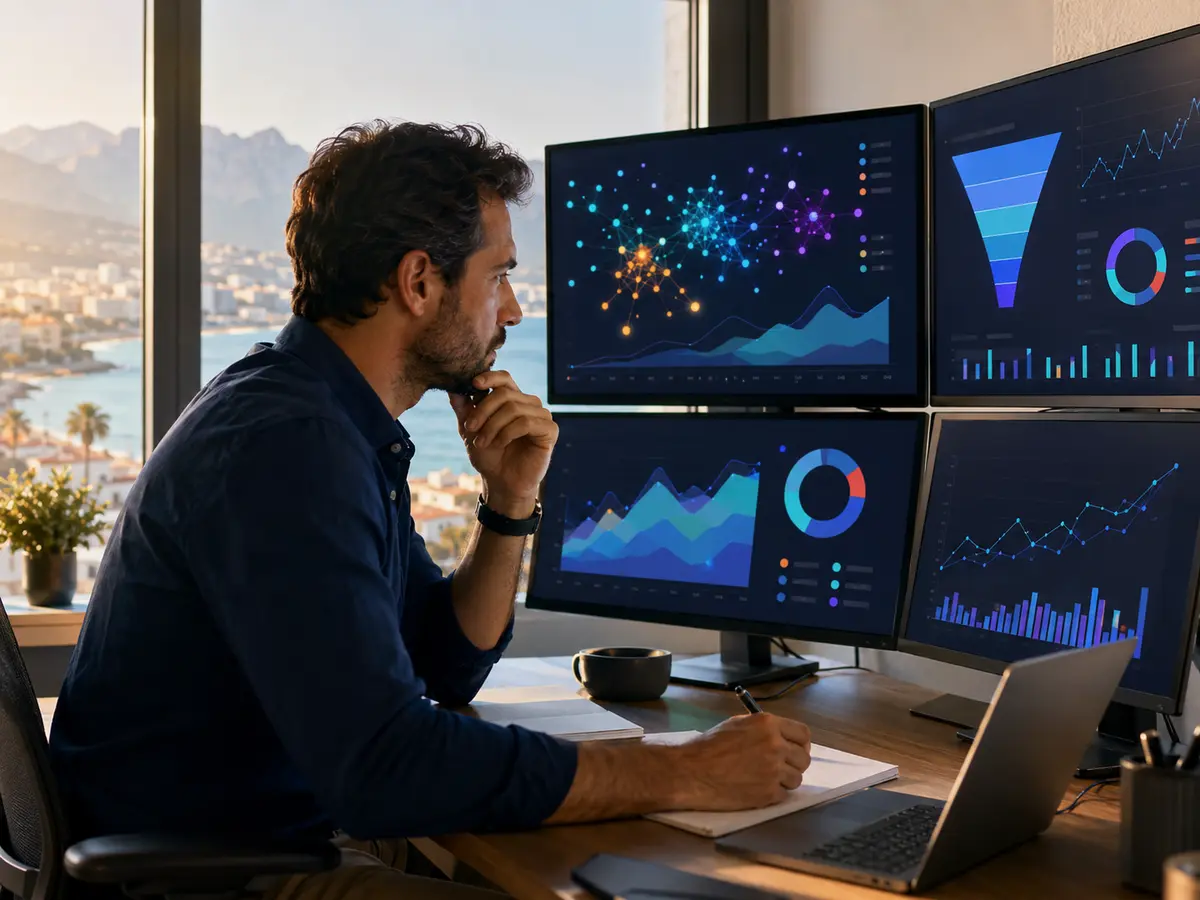 Kampanya verilerini analiz eden reklam uzmanı
